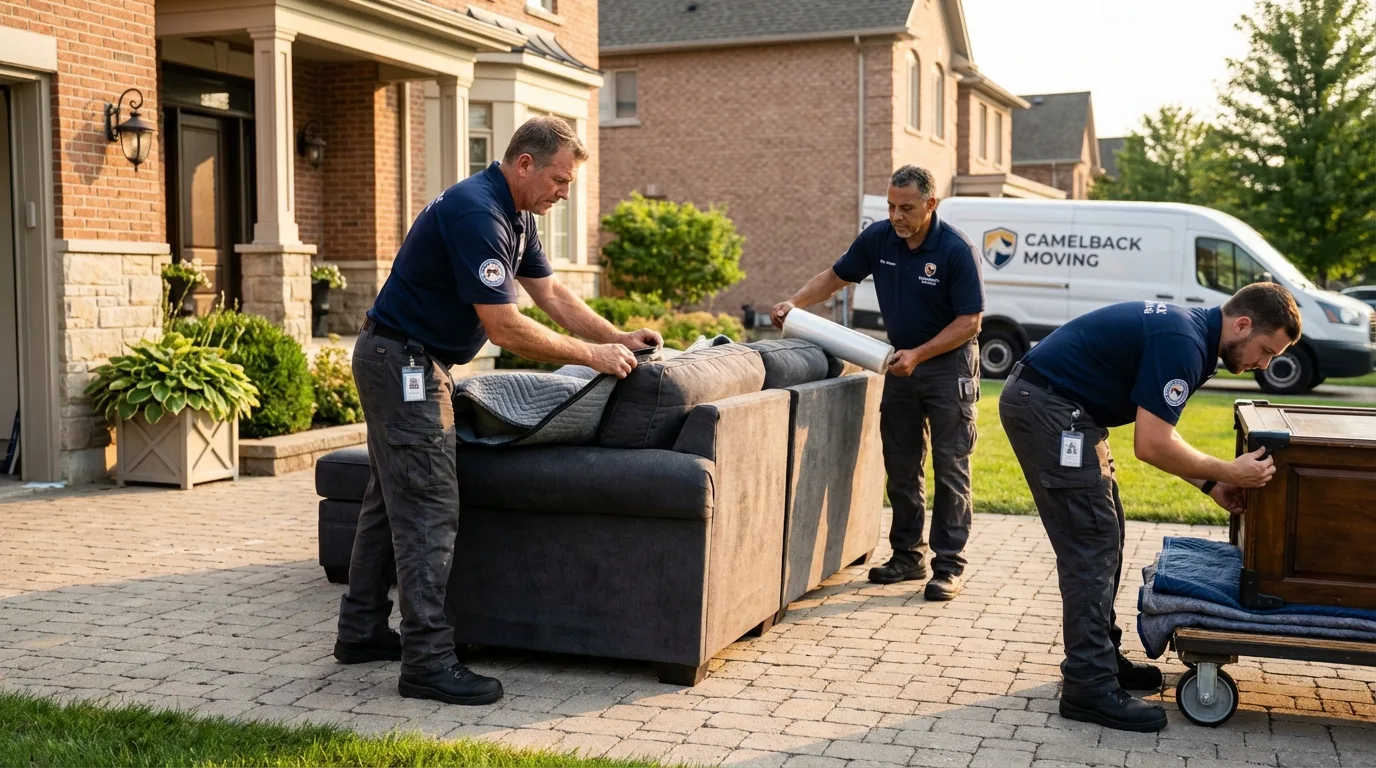 Large estate moving crew wrapping furniture in Brackenridge, PA
