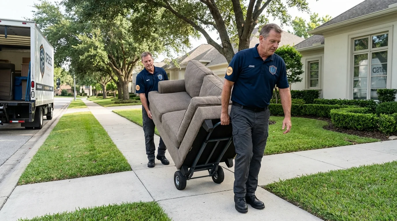 Local residential moving crew loading furniture in Brackenridge, PA